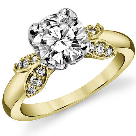 Round Tulip Style Floral Engagement Ring