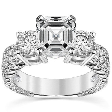 5mm Round Brilliant Moissanite Engagement Ring Antique Setting 1.35ct