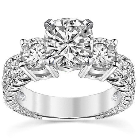 5mm Round Brilliant Moissanite Engagement Ring Antique Setting 1.35ct