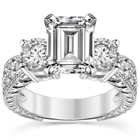 5mm Round Brilliant Moissanite Engagement Ring Antique Setting 1.35ct