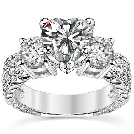 5mm Round Brilliant Moissanite Engagement Ring Antique Setting 1.35ct