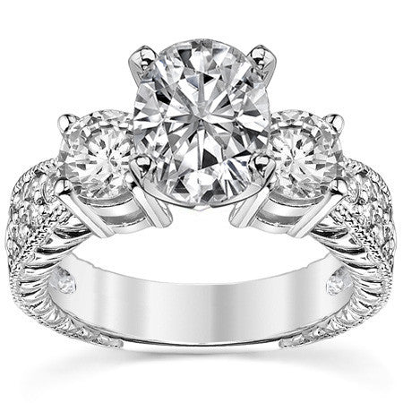 5mm Round Brilliant Moissanite Engagement Ring Antique Setting 1.35ct