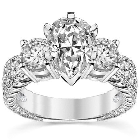 5mm Round Brilliant Moissanite Engagement Ring Antique Setting 1.35ct