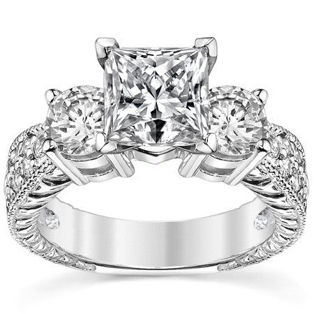 5mm Round Brilliant Moissanite Engagement Ring Antique Setting 1.35ct