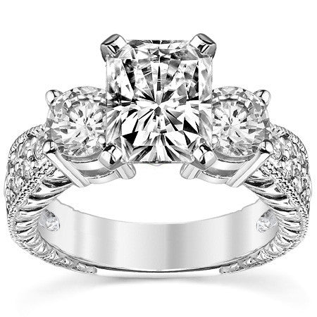 5mm Round Brilliant Moissanite Engagement Ring Antique Setting 1.35ct