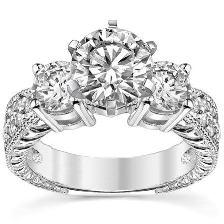 5mm Round Brilliant Moissanite Engagement Ring Antique Setting 1.35ct