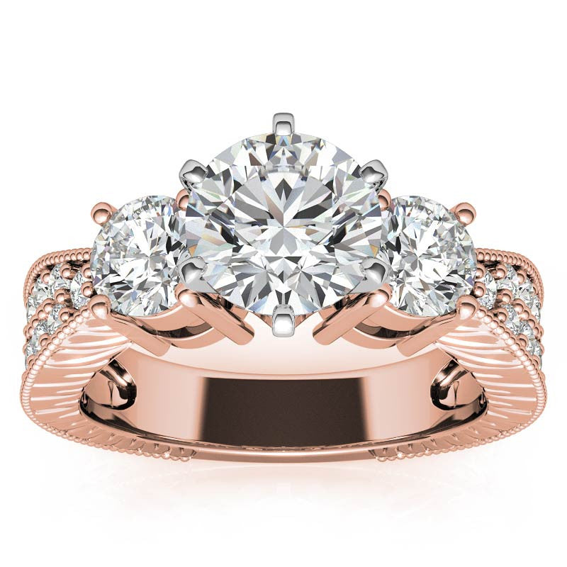 5mm Round Brilliant Moissanite Engagement Ring Antique Setting 1.35ct