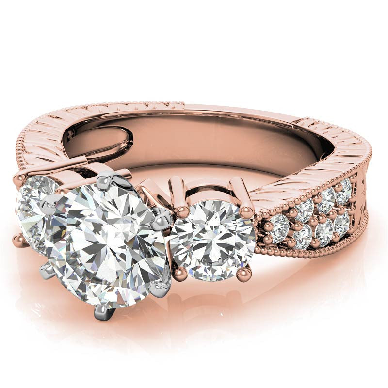 5mm Round Brilliant Moissanite Engagement Ring Antique Setting 1.35ct