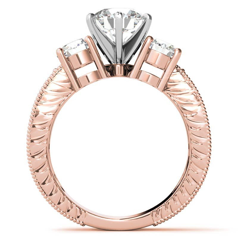 5mm Round Brilliant Moissanite Engagement Ring Antique Setting 1.35ct