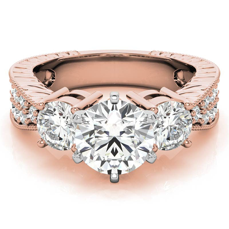 5mm Round Brilliant Moissanite Engagement Ring Antique Setting 1.35ct