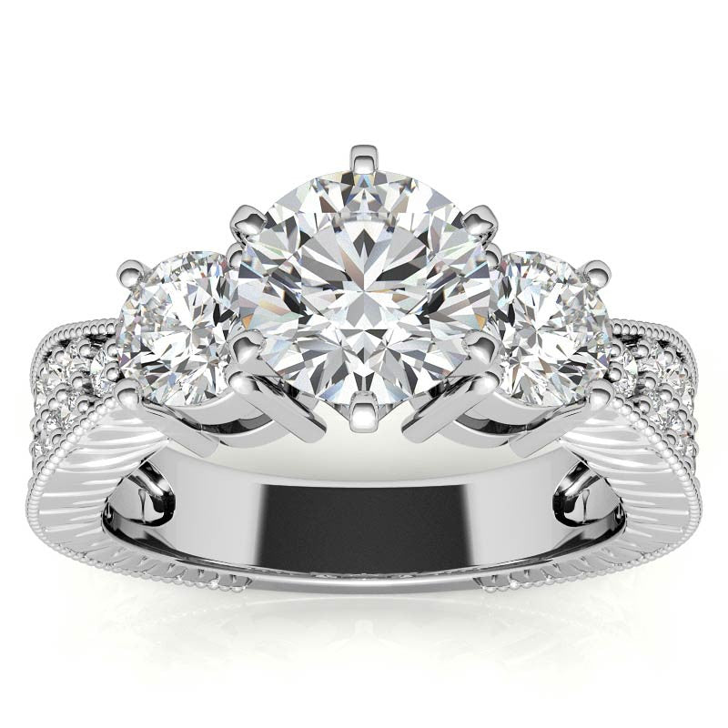 5mm Round Brilliant Moissanite Engagement Ring Antique Setting 1.35ct
