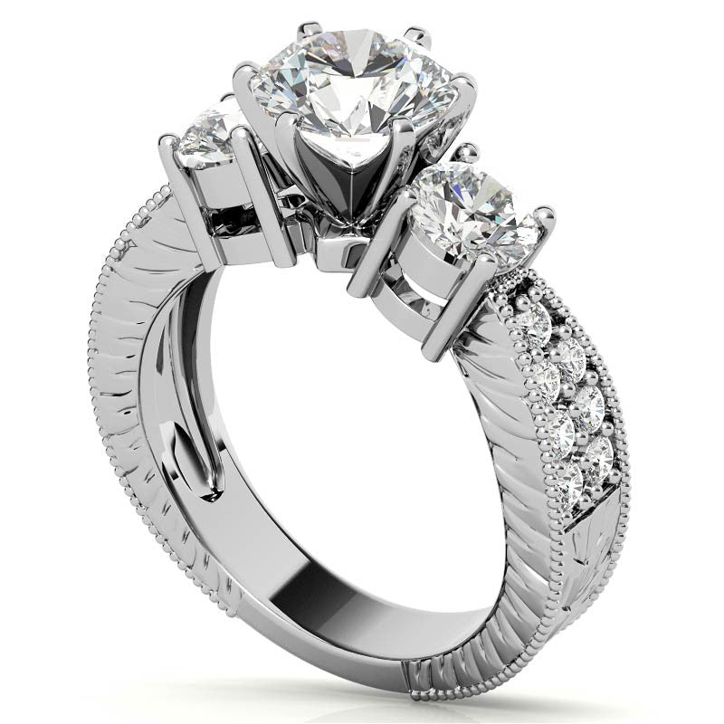 5mm Round Brilliant Moissanite Engagement Ring Antique Setting 1.35ct