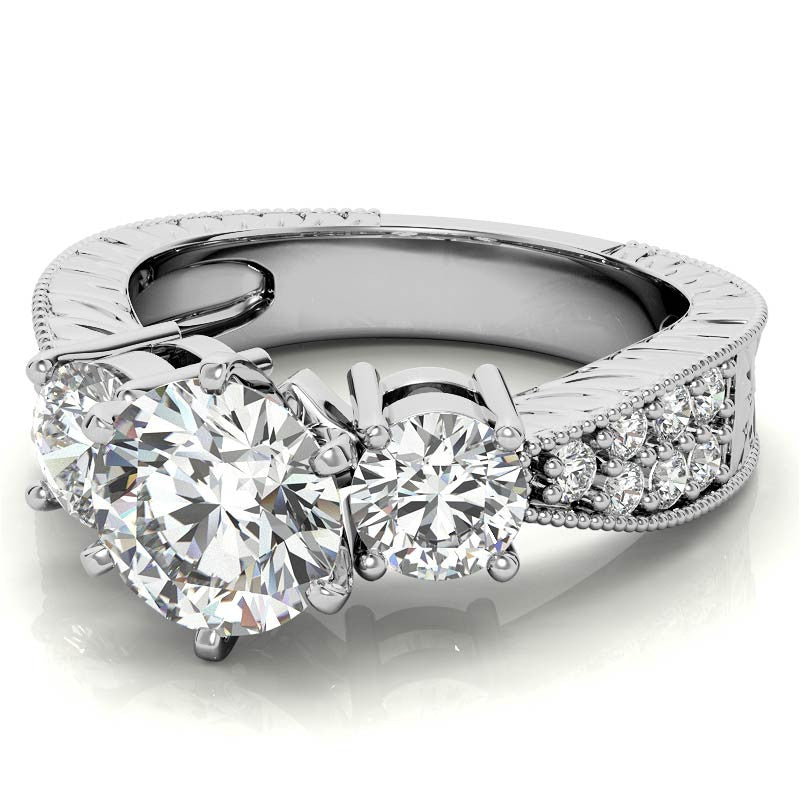5mm Round Brilliant Moissanite Engagement Ring Antique Setting 1.35ct