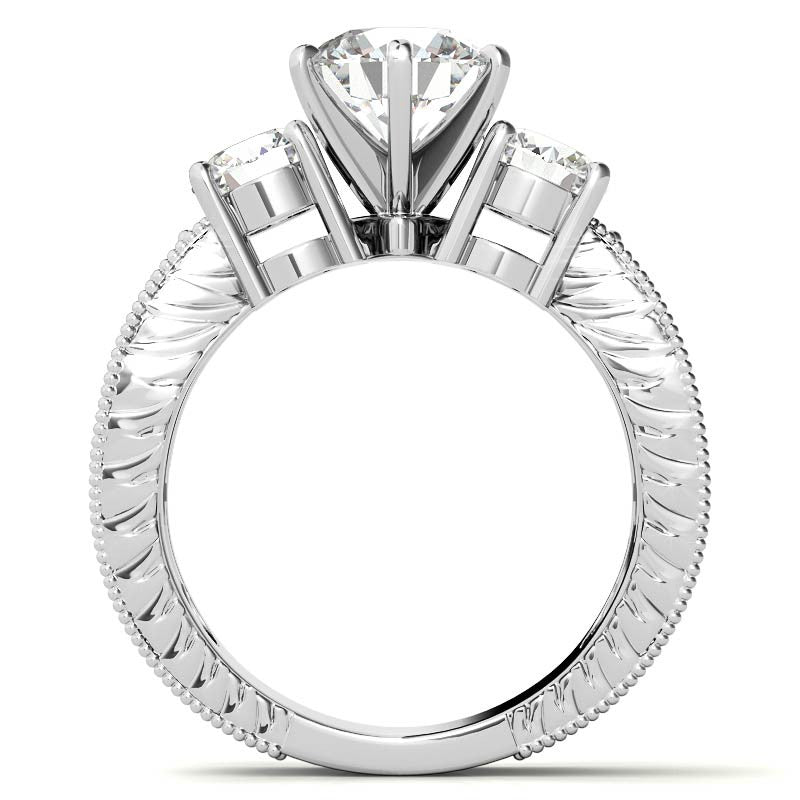 5mm Round Brilliant Moissanite Engagement Ring Antique Setting 1.35ct