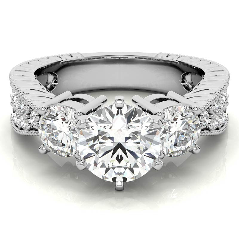 5mm Round Brilliant Moissanite Engagement Ring Antique Setting 1.35ct