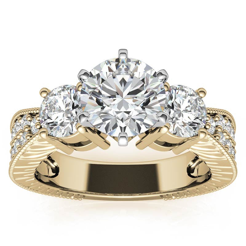 5mm Round Brilliant Moissanite Engagement Ring Antique Setting 1.35ct