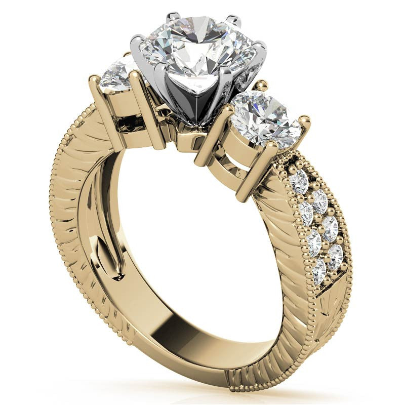 5mm Round Brilliant Moissanite Engagement Ring Antique Setting 1.35ct