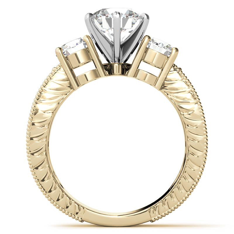 5mm Round Brilliant Moissanite Engagement Ring Antique Setting 1.35ct