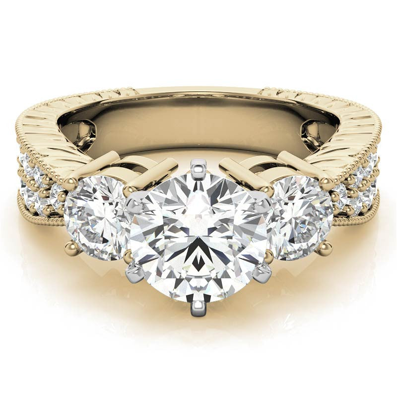 5mm Round Brilliant Moissanite Engagement Ring Antique Setting 1.35ct
