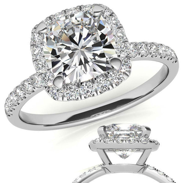 Classic Cushion Halo Moissanite Engagement Ring