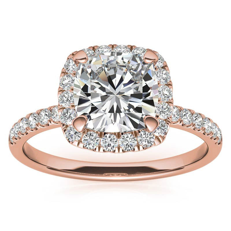 Classic Cushion Halo Moissanite Engagement Ring
