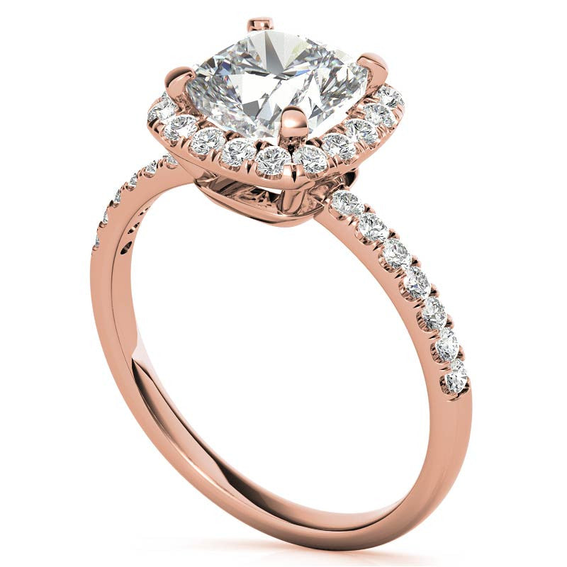 Classic Cushion Halo Moissanite Engagement Ring
