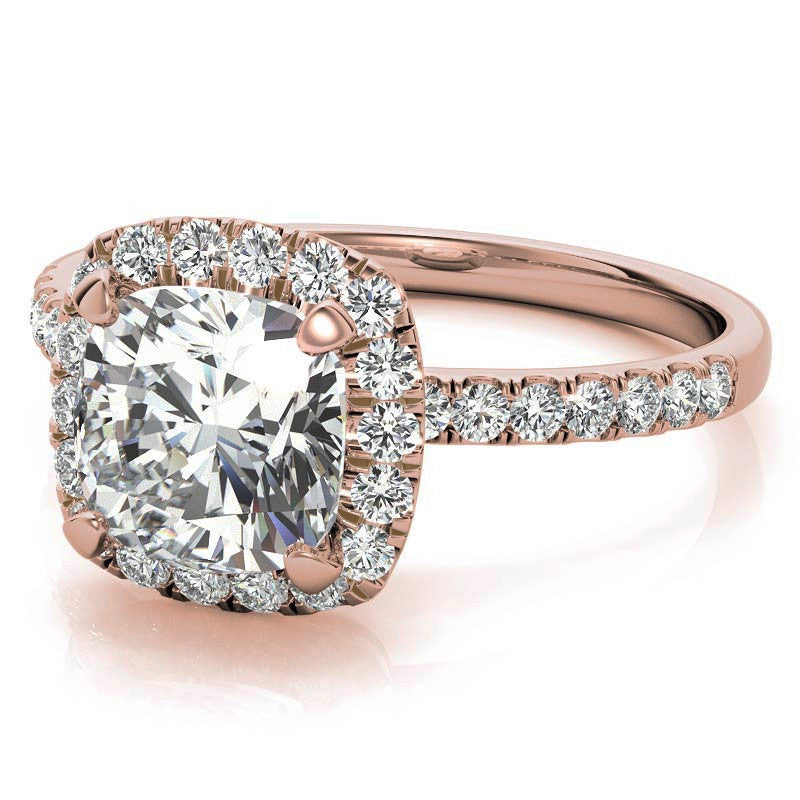 Classic Cushion Halo Moissanite Engagement Ring