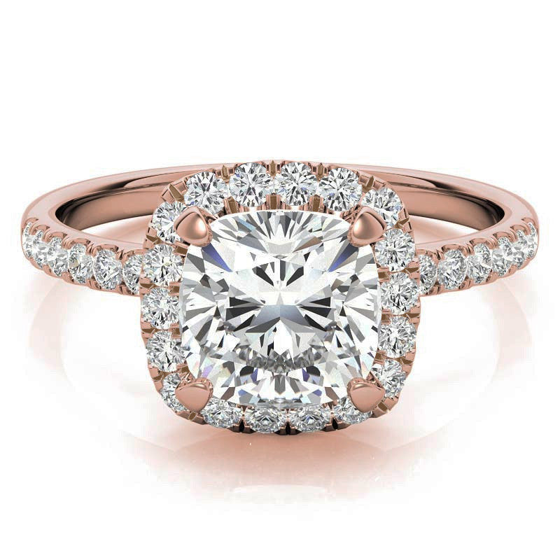 Classic Cushion Halo Moissanite Engagement Ring