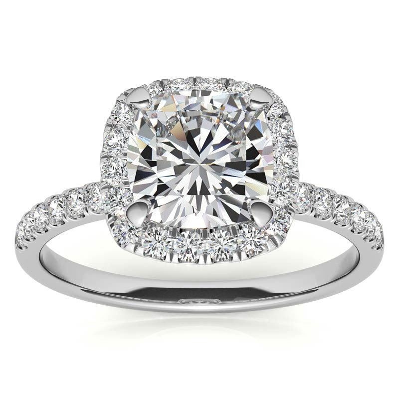 Classic Cushion Halo Moissanite Engagement Ring