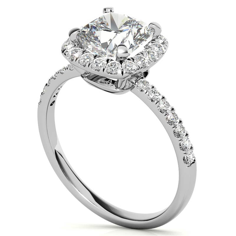 Classic Cushion Halo Moissanite Engagement Ring
