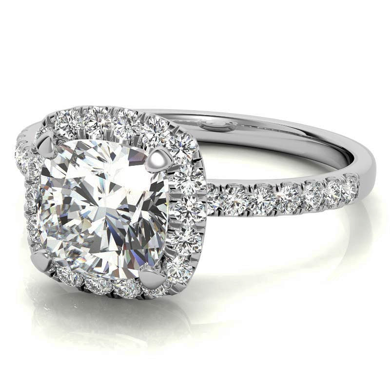 Classic Cushion Halo Moissanite Engagement Ring