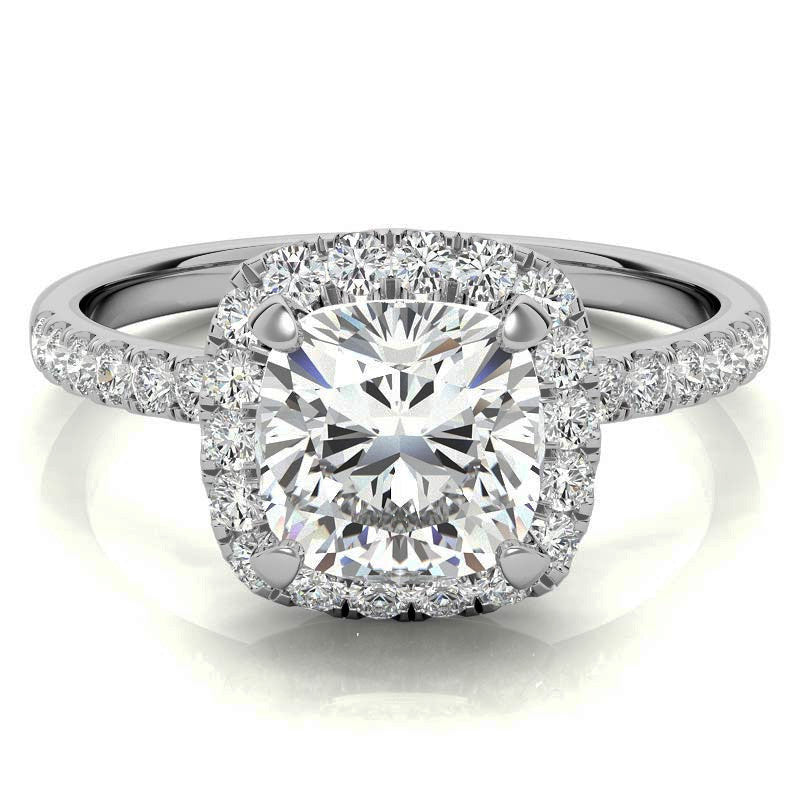 Classic Cushion Halo Moissanite Engagement Ring