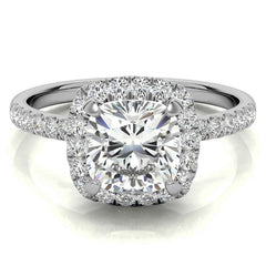 Classic Cushion Halo Moissanite Engagement Ring