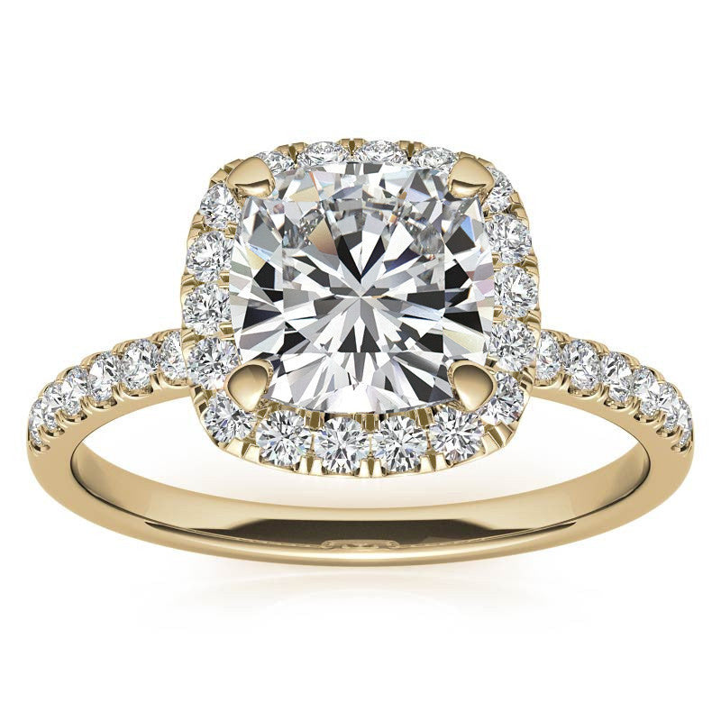 Classic Cushion Halo Moissanite Engagement Ring