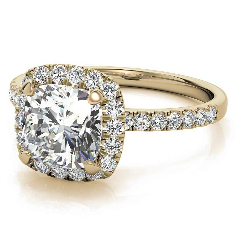 Classic Cushion Halo Moissanite Engagement Ring