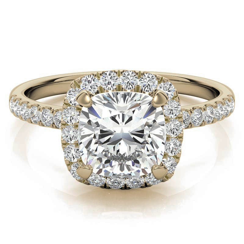 Classic Cushion Halo Moissanite Engagement Ring