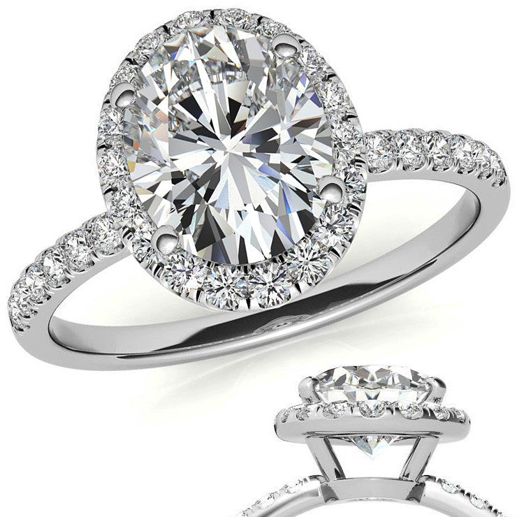 Classic Oval Halo Moissanite Engagement Ring