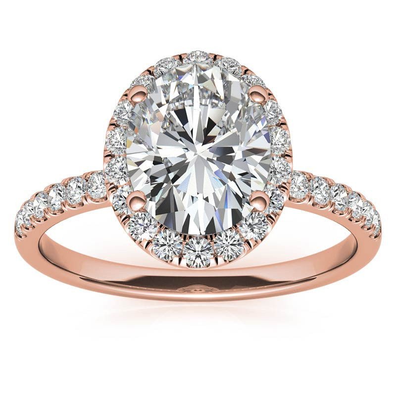 Classic Oval Halo Moissanite Engagement Ring