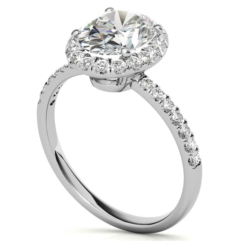 Classic Oval Halo Moissanite Engagement Ring