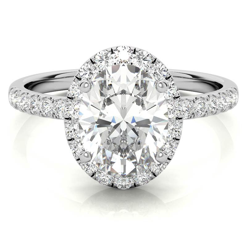 Classic Oval Halo Moissanite Engagement Ring