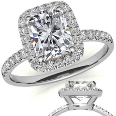 Classic Radiant/Emerald Halo Moissanite Engagement Ring
