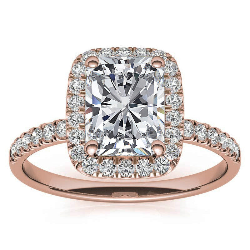 Classic Radiant/Emerald Halo Moissanite Engagement Ring