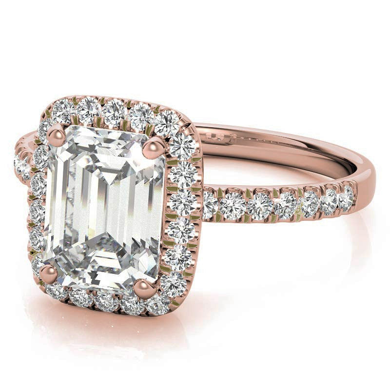 Classic Radiant/Emerald Halo Moissanite Engagement Ring