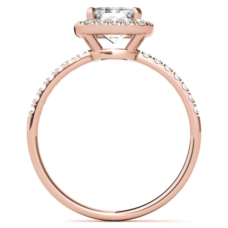 Classic Radiant/Emerald Halo Moissanite Engagement Ring