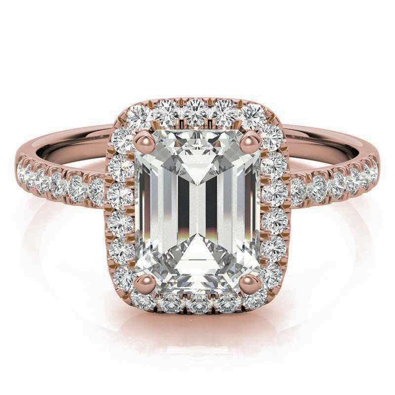 Classic Radiant/Emerald Halo Moissanite Engagement Ring