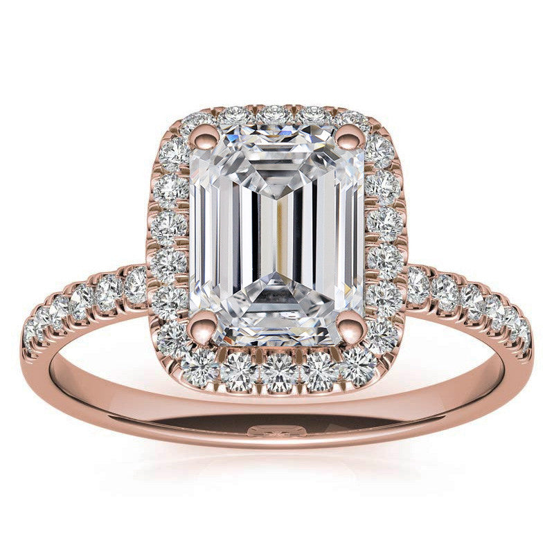 Classic Radiant/Emerald Halo Moissanite Engagement Ring