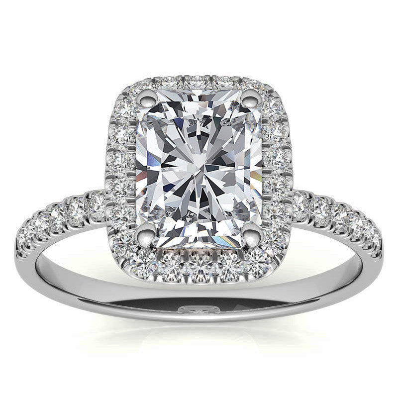Classic Radiant/Emerald Halo Moissanite Engagement Ring