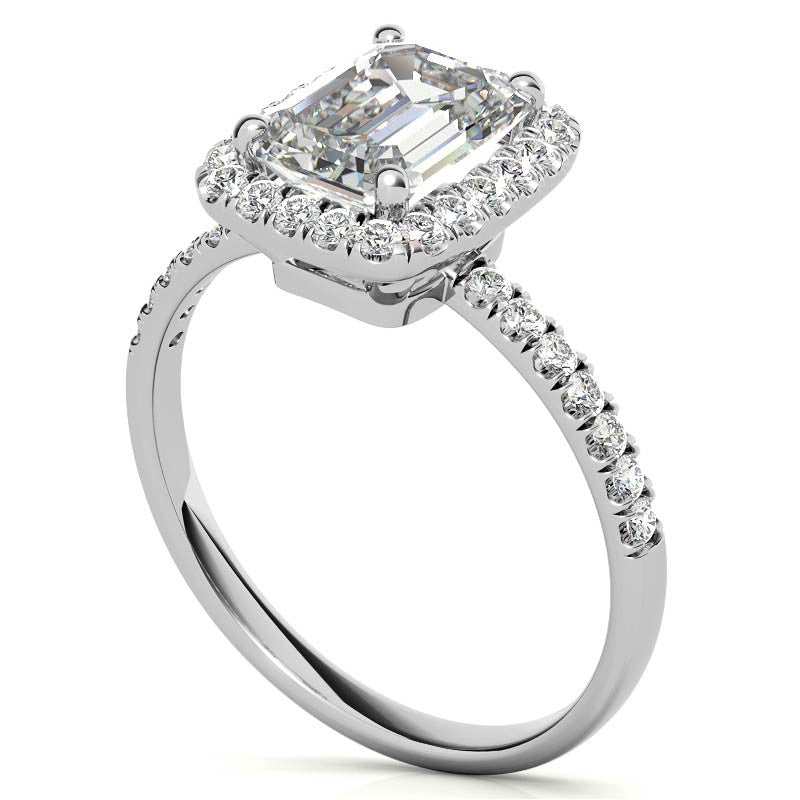 Classic Radiant/Emerald Halo Moissanite Engagement Ring