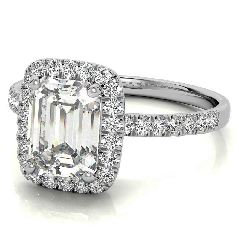 Classic Radiant/Emerald Halo Moissanite Engagement Ring