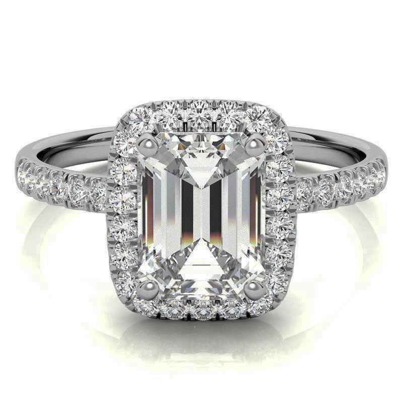 Classic Radiant/Emerald Halo Moissanite Engagement Ring